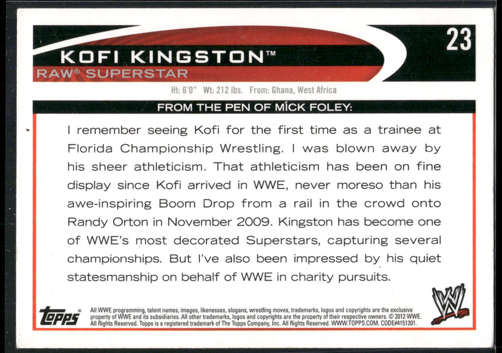2012 Topps WWE #23 Kofi Kingston