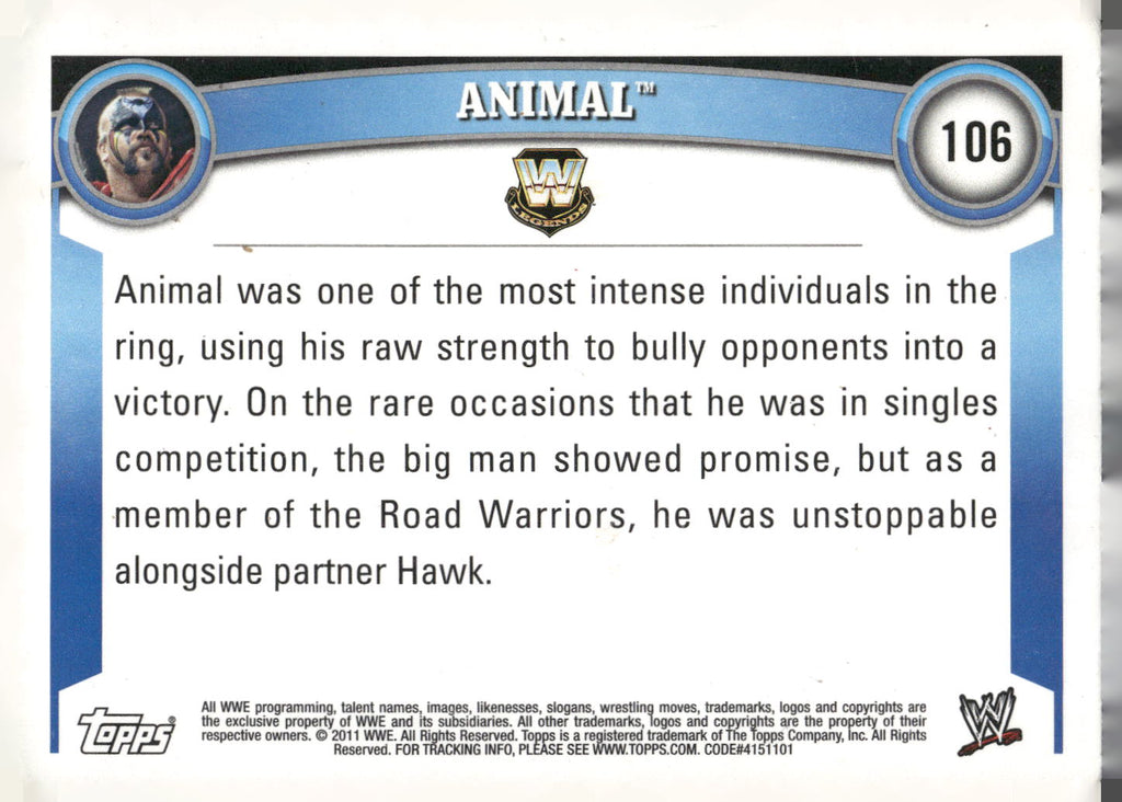 2011 Topps WWE #106 Animal