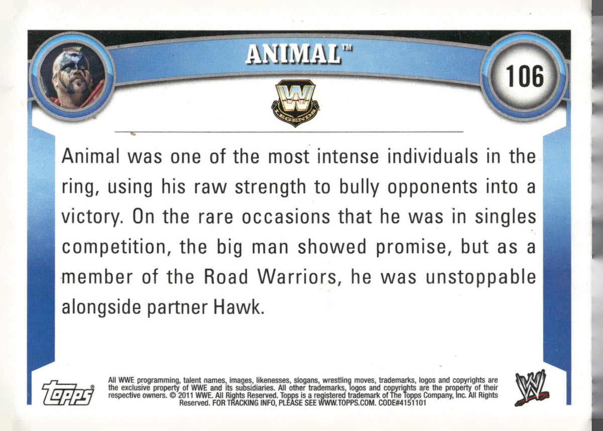 2011 Topps WWE #106 Animal