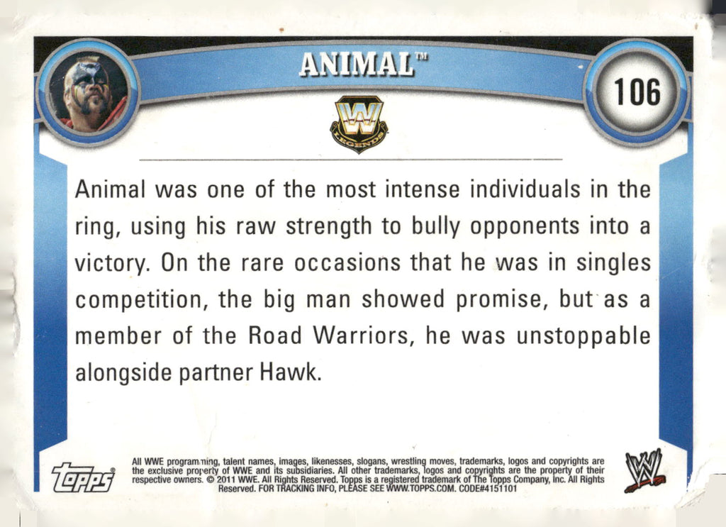 2011 Topps WWE #106 Animal