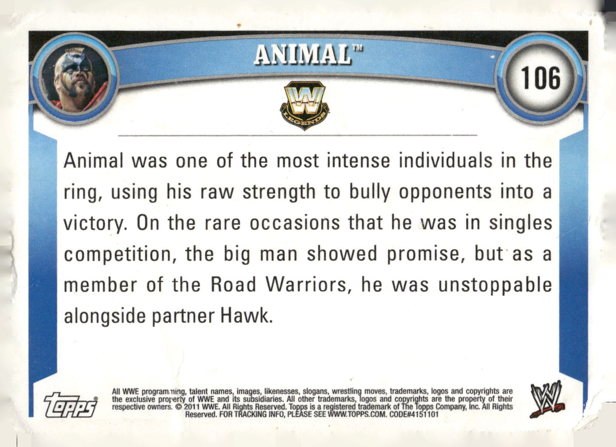 2011 Topps WWE #106 Animal