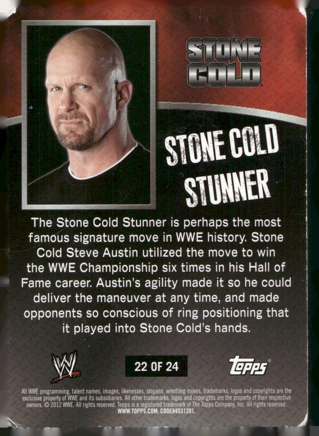 2012 Topps WWE Ringside Relic Dog Tags Inserts #22 Stone Cold Steve Austin