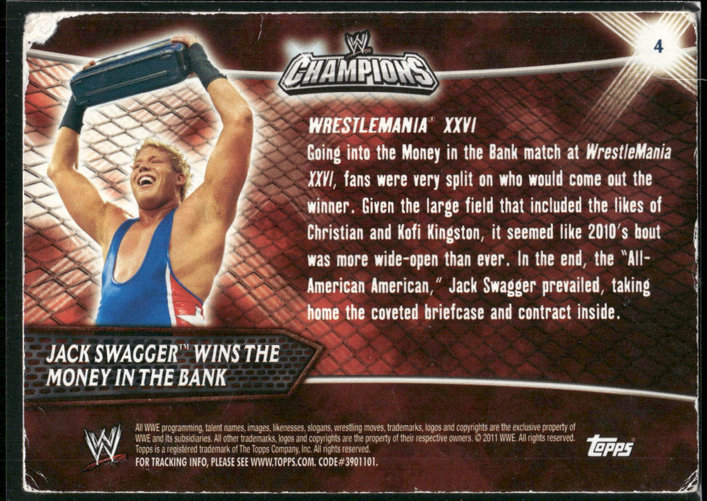 2011 Topps WWE Champions #4 Jack Swagger Wins the Money in the Bank