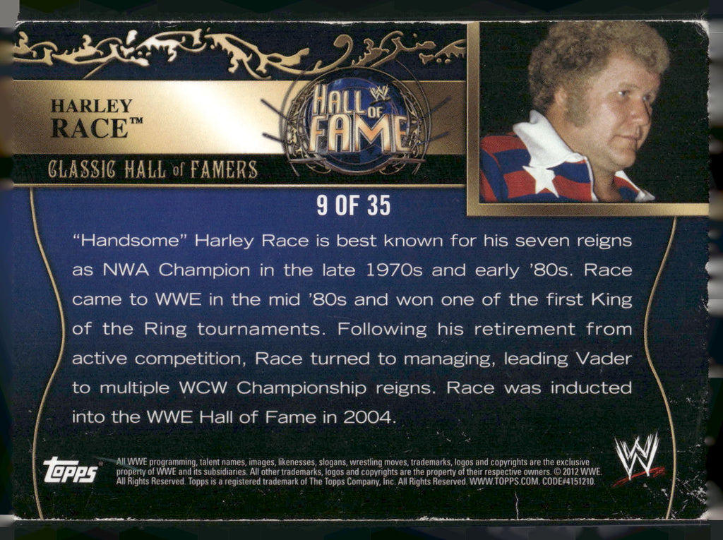 2012 Topps WWE #9 Harley Race Classic Hall of Famers