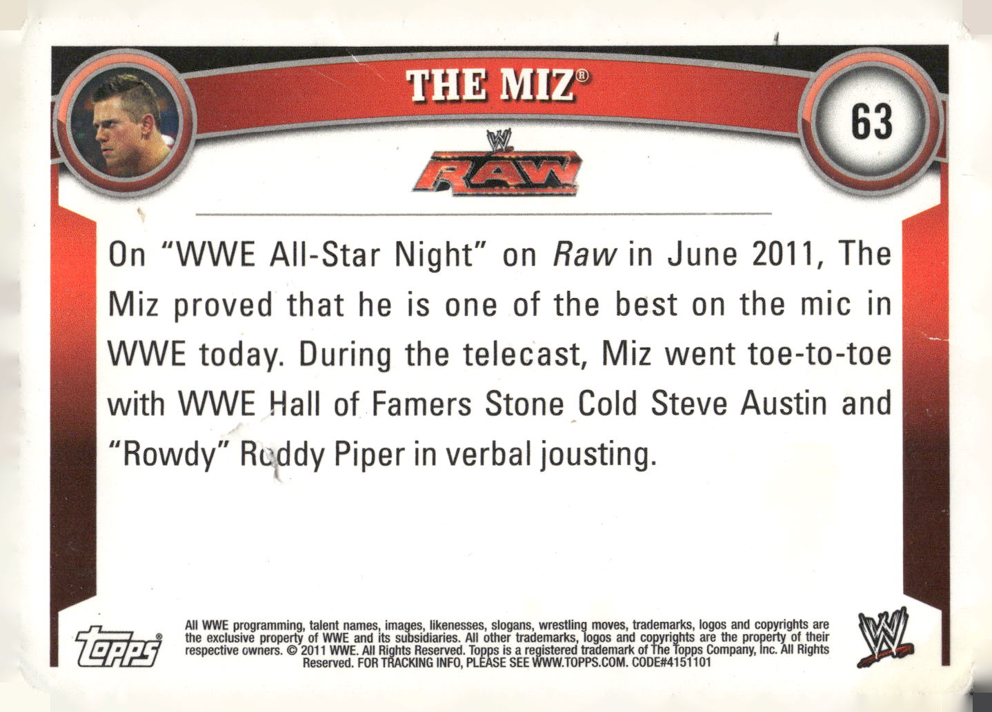 2011 Topps WWE #63 The Miz