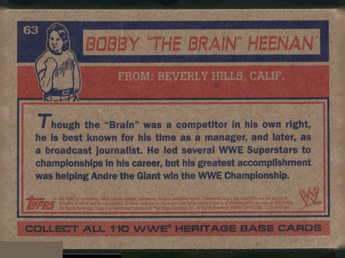 2012 Topps Heritage WWE #63 Bobby The Brain Heenan