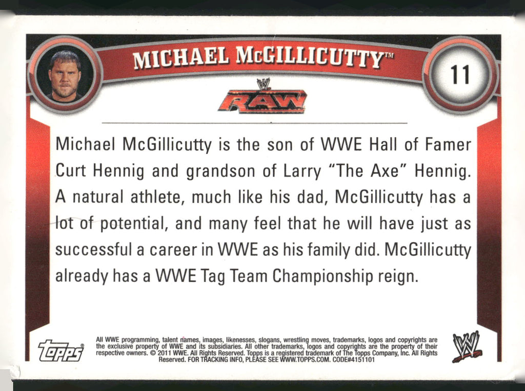 2011 Topps WWE #11 Michael McGillicutty