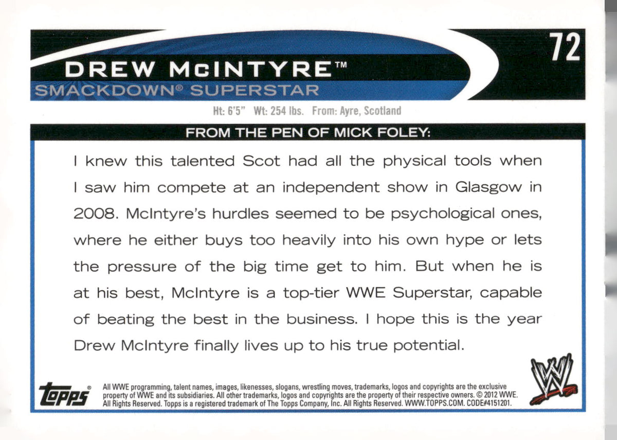 2012 Topps WWE #72 Drew McIntyre
