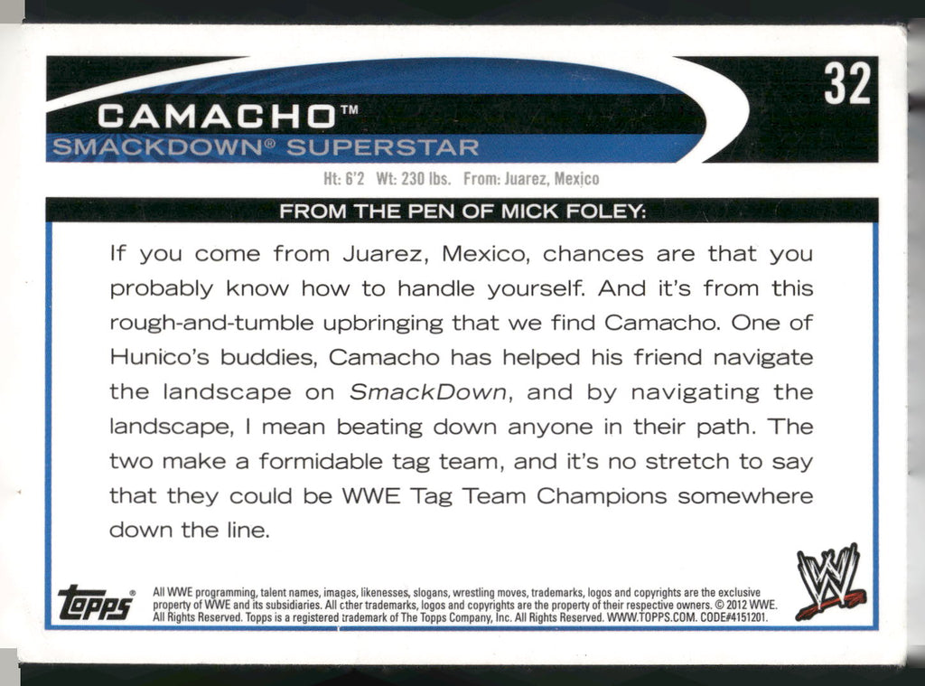 2012 Topps WWE #32 Camacho
