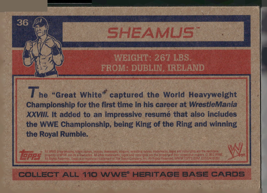 2012 Topps Heritage WWE #36 Sheamus
