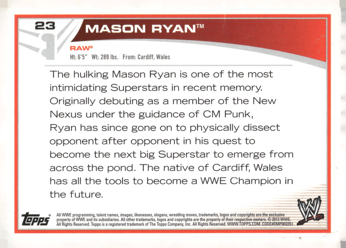 2013 Topps WWE #23 Mason Ryan