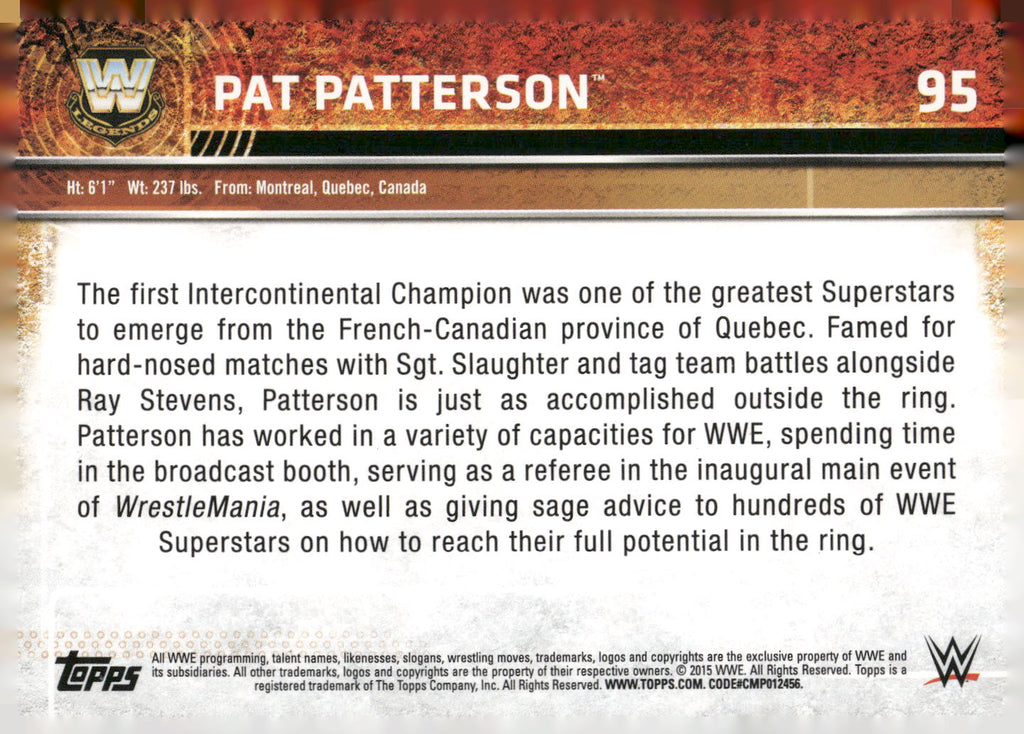 2015 Topps WWE #95 Pat Patterson