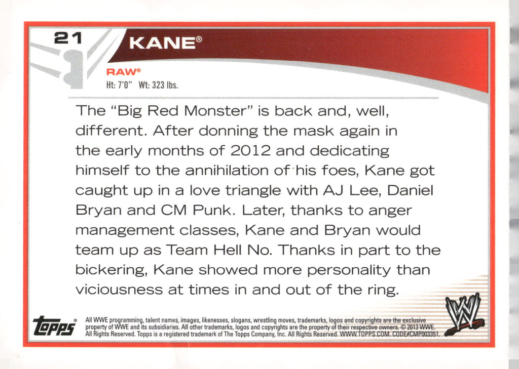 2013 Topps WWE #21 Kane