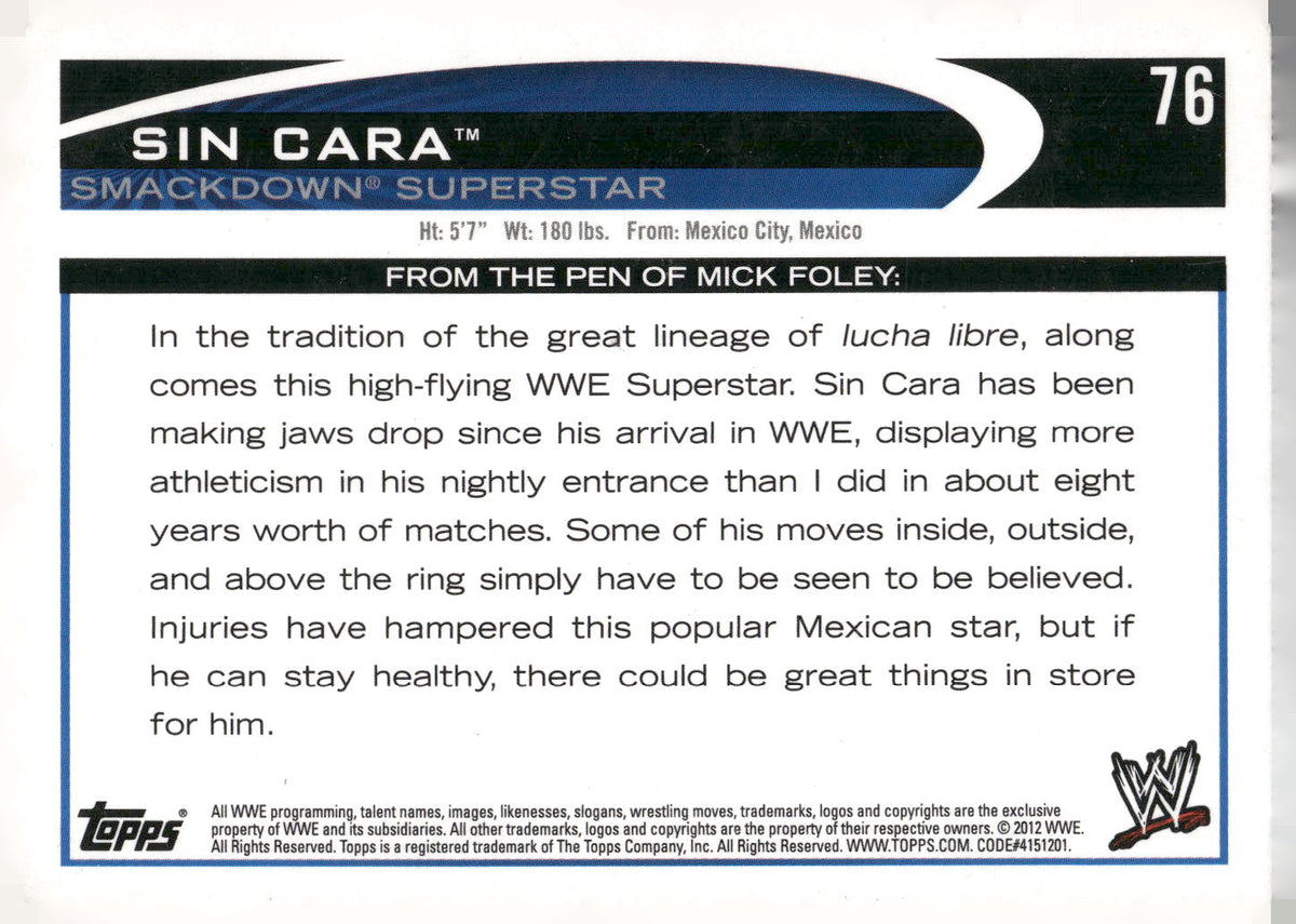 2012 Topps WWE #76 Sin Cara