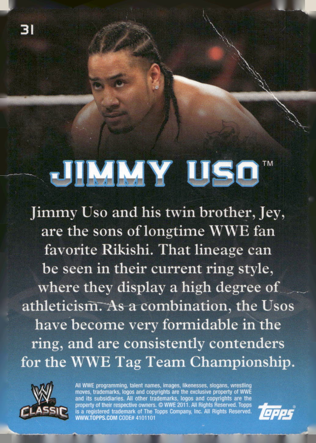 2011 Topps WWE Classic #31 Jimmy Uso