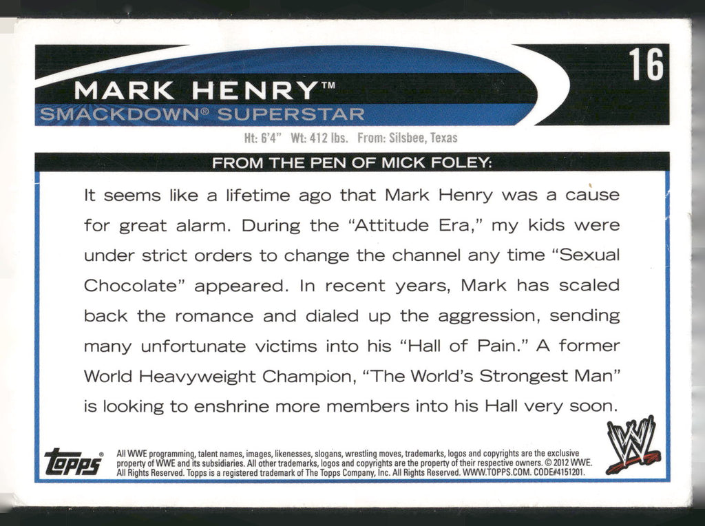 2012 Topps WWE #16 Mark Henry
