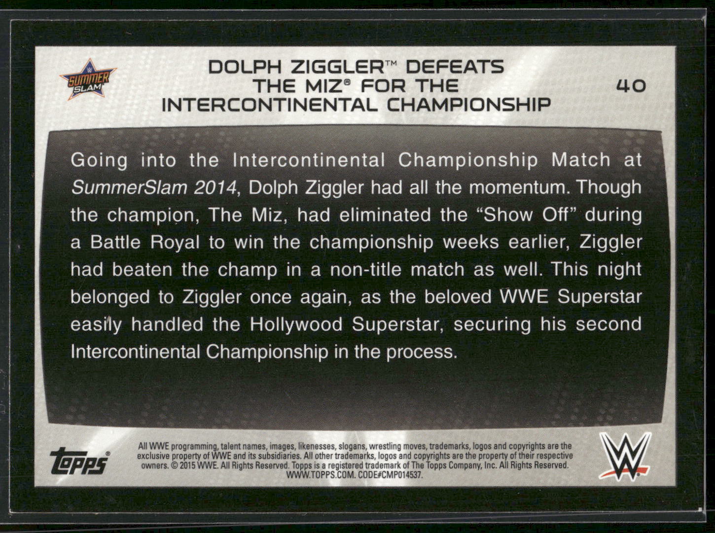 2015 Topps WWE Road to Wrestlemania #40 Dolph Ziggler