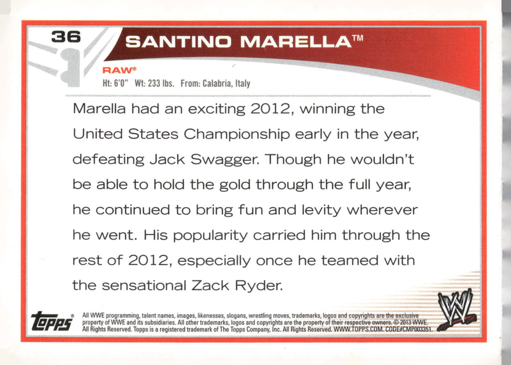 2013 Topps WWE #36 Santino Marella