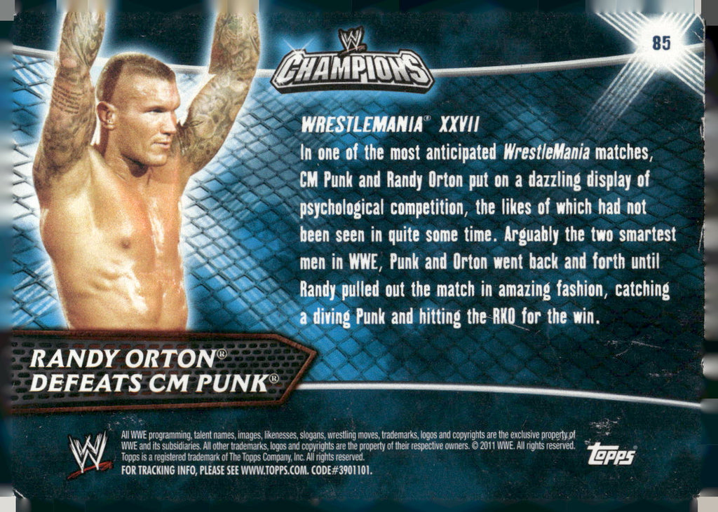 2011 Topps WWE Champions #85 Randy Orton Defeats CM Punk