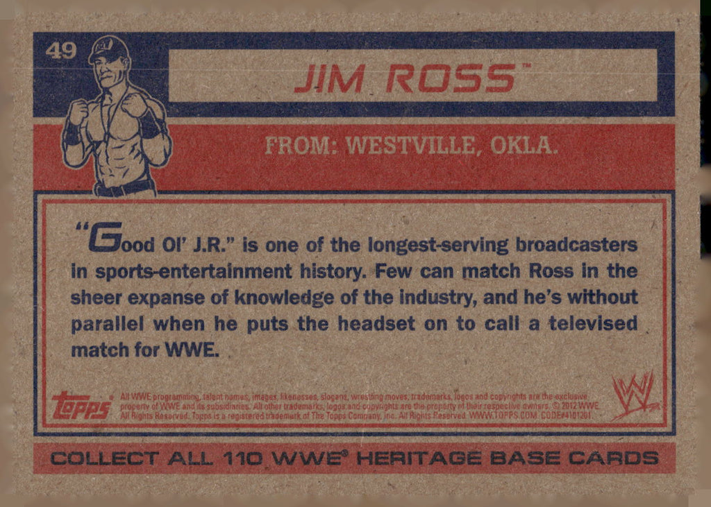 2012 Topps Heritage WWE #49 Jim Ross