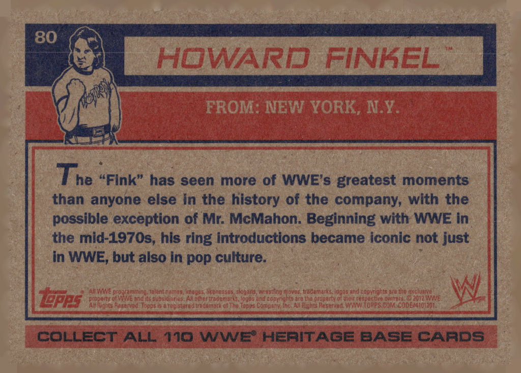 2012 Topps Heritage WWE #80 Howard Finkel