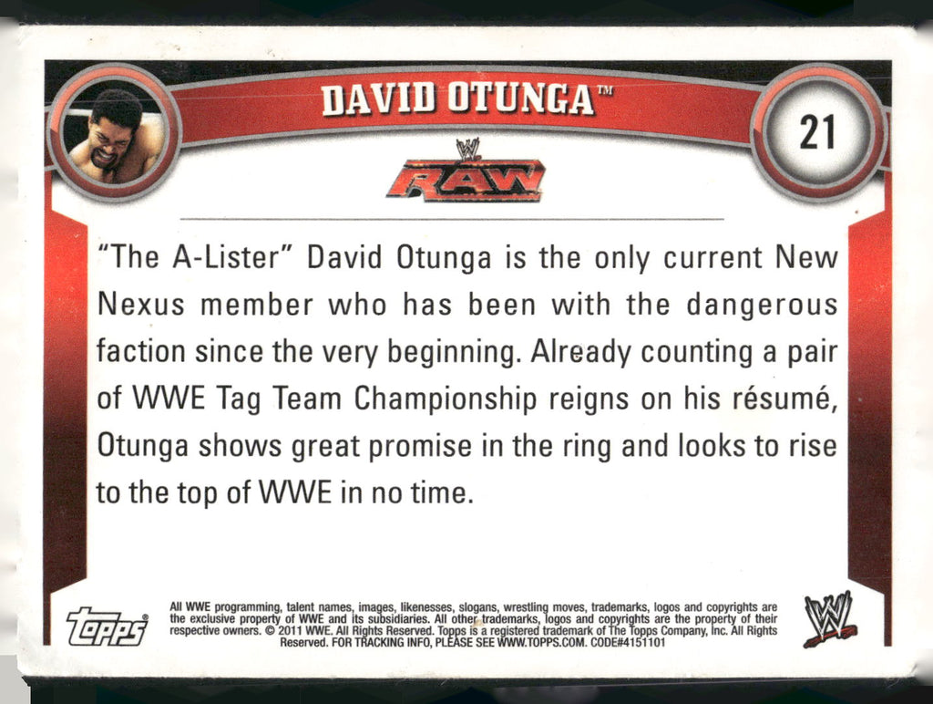 2011 Topps WWE #21 David Otunga