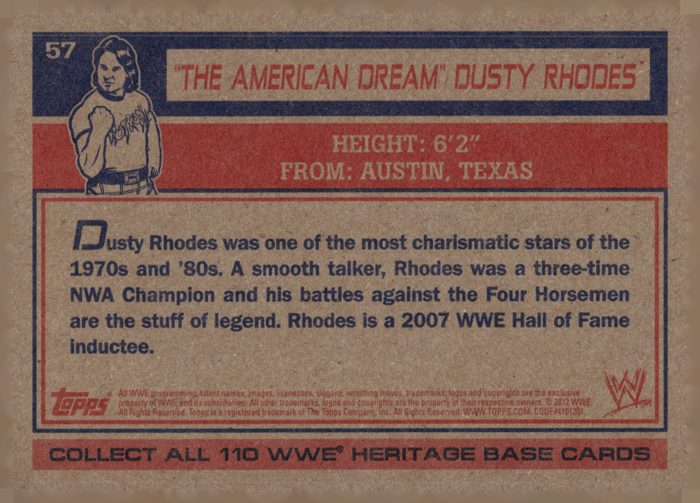 2012 Topps Heritage WWE #57 "The American Dream" Dusty Rhodes