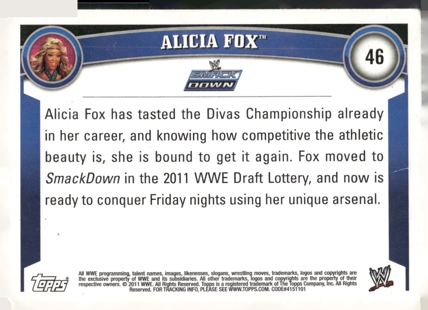 2011 Topps WWE #46 Alicia Fox
