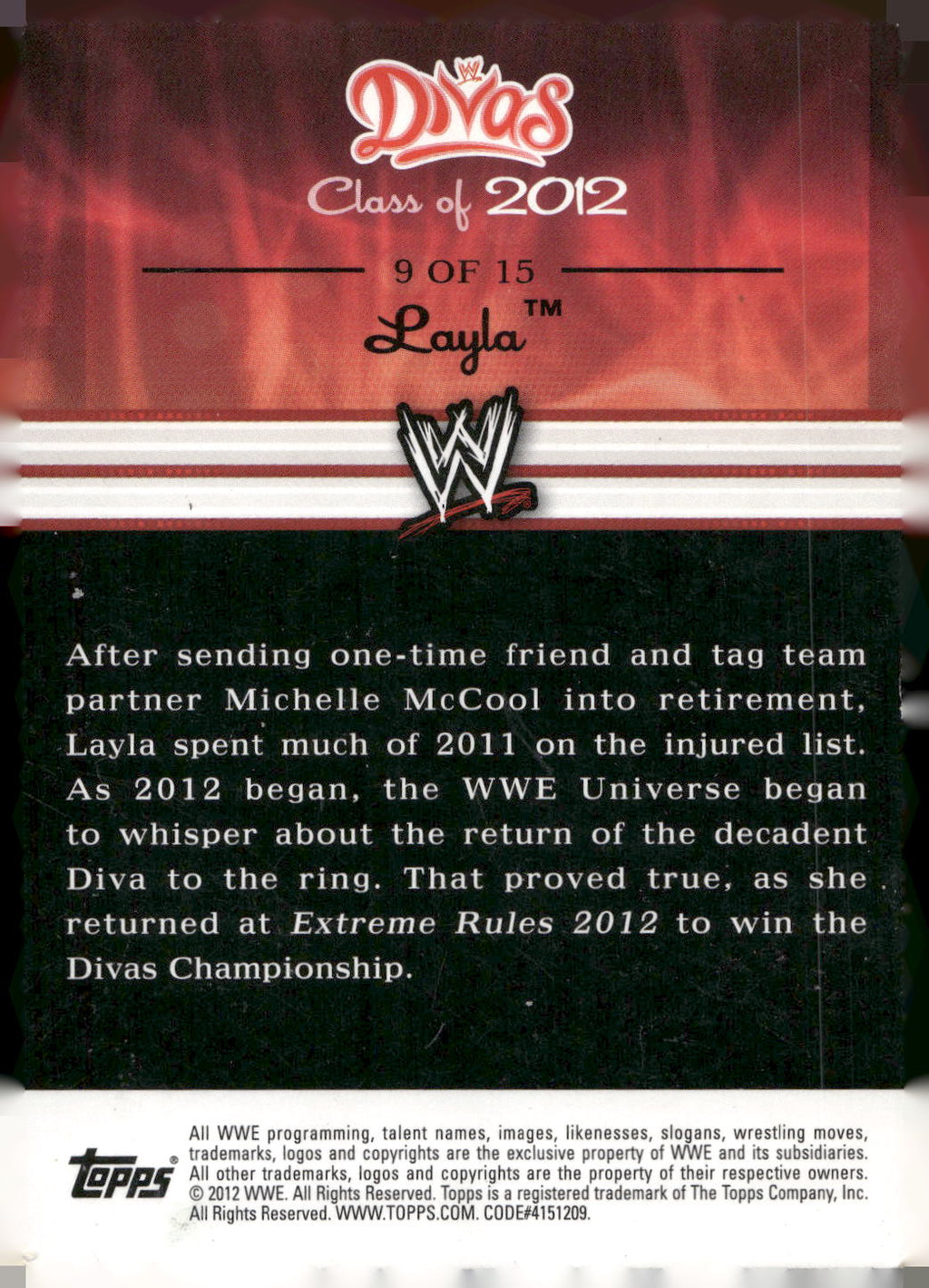 2012 Topps WWE #9 Layla Divas Class of 2012
