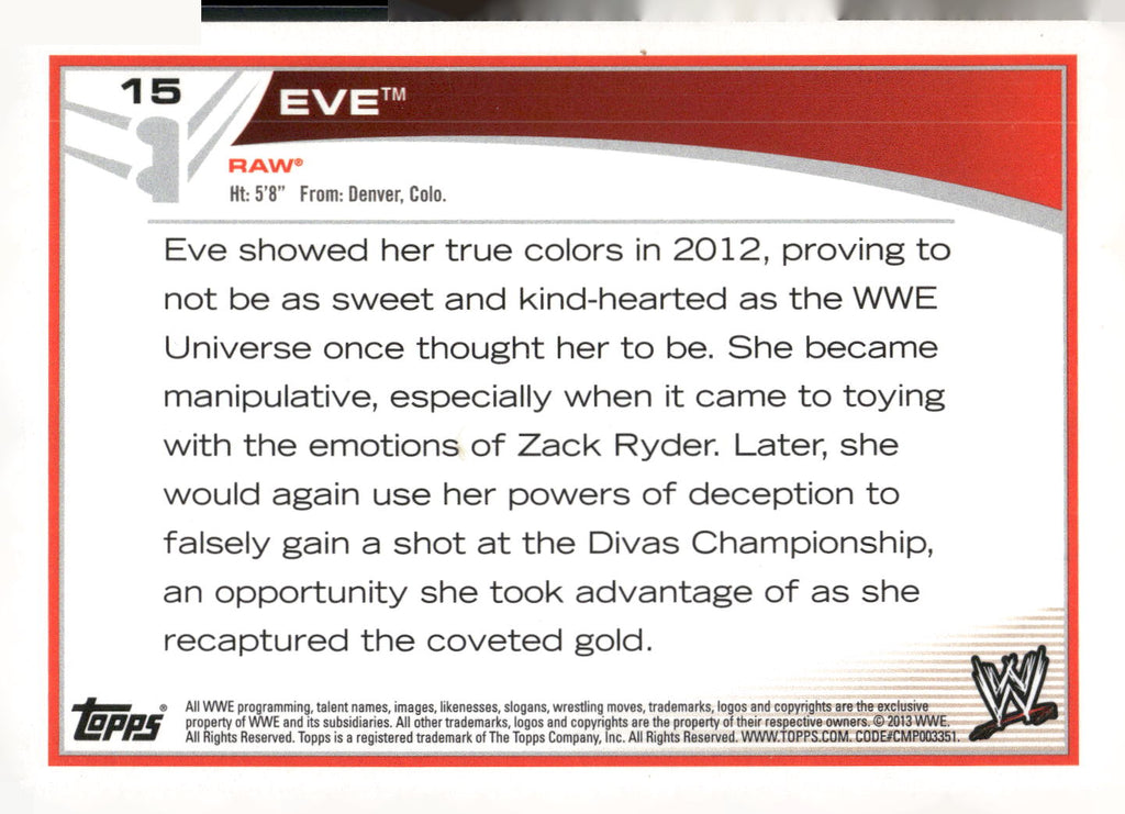 2013 Topps WWE #15 Eve