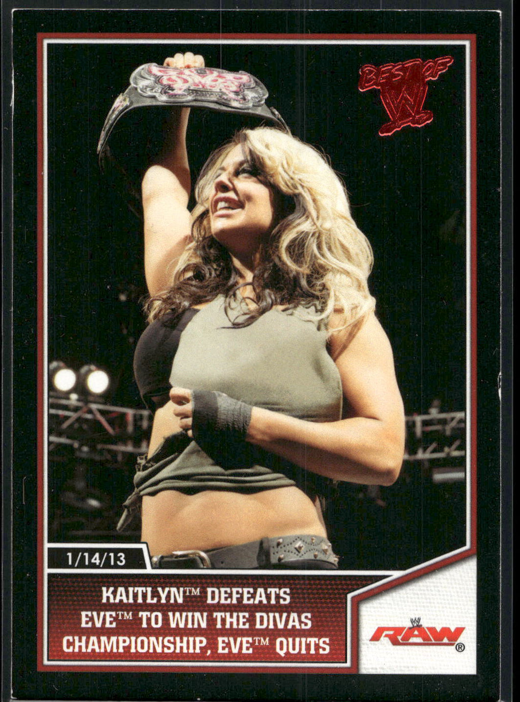 2013 Topps Best of WWE #80 Kaitlyn Defeats Eve Win Divas Championship