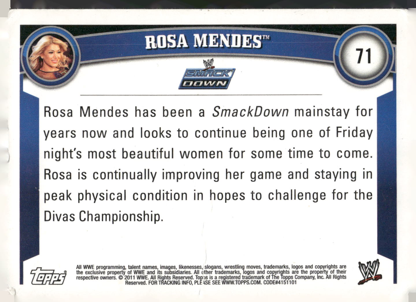2011 Topps WWE #71 Rosa Mendes