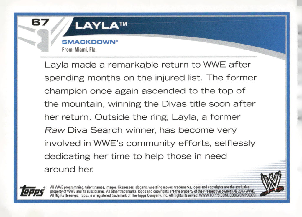2013 Topps WWE #67 Layla