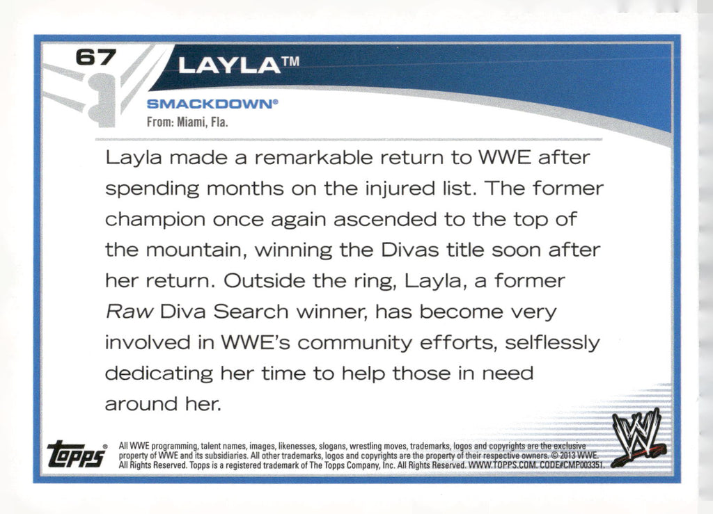 2013 Topps WWE #67 Layla