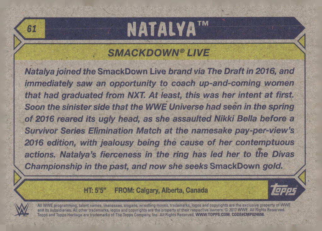 2017 Topps WWE Heritage #61 Natalya