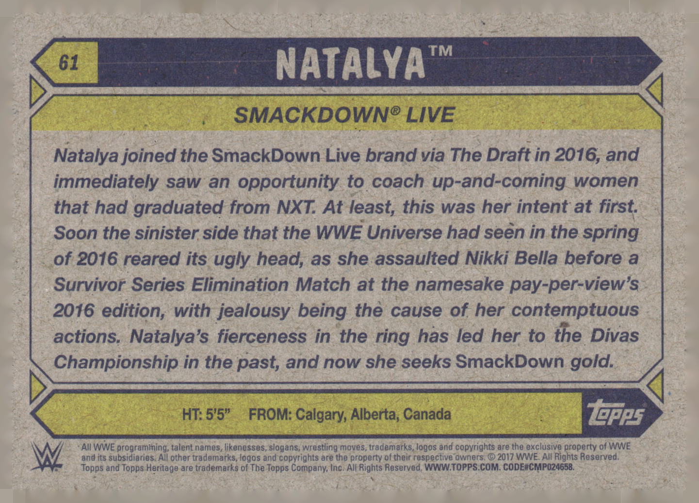 2017 Topps WWE Heritage #61 Natalya