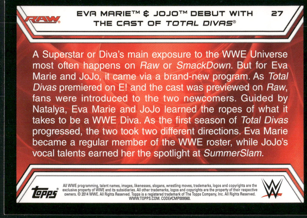 2014 Topps WWE Road to Wrestlemania #27 Eva Marie &amp; Jojo