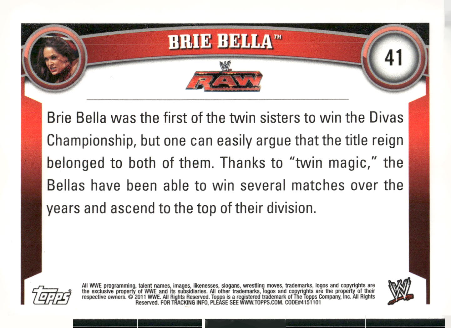 2011 Topps WWE #41 Brie Bella