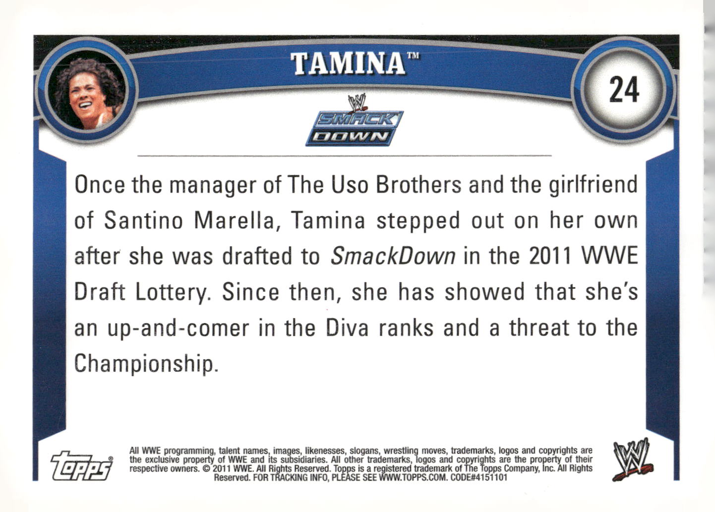 2011 Topps WWE #24 Tamina