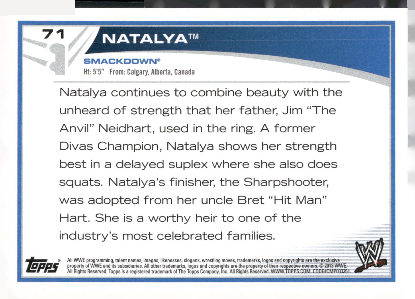 2013 Topps WWE #71 Natalya