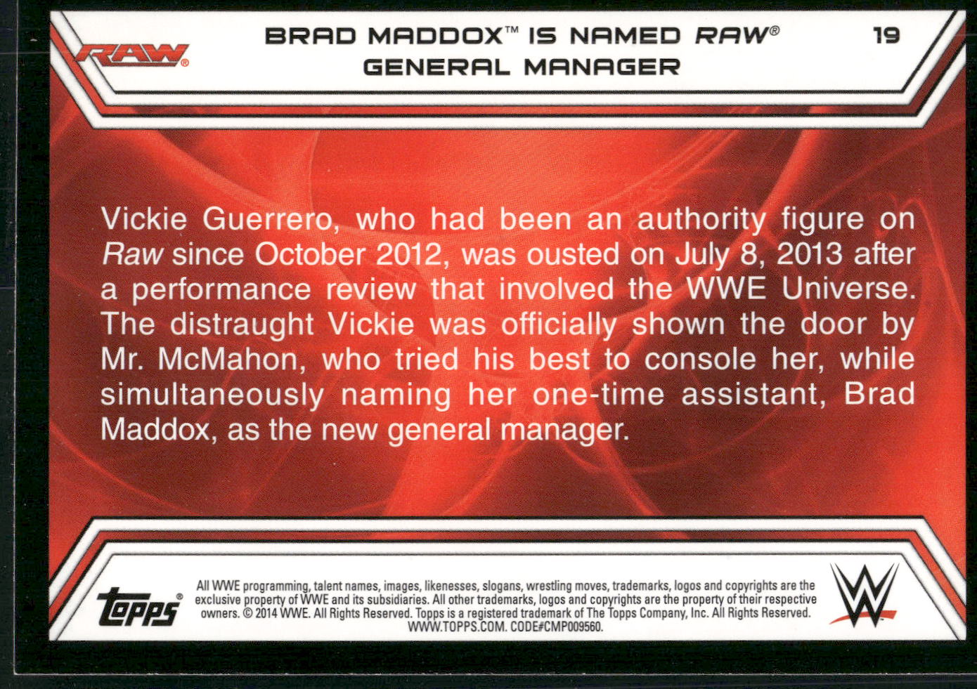 2014 Topps WWE Road to Wrestlemania #19 Brad Maddox