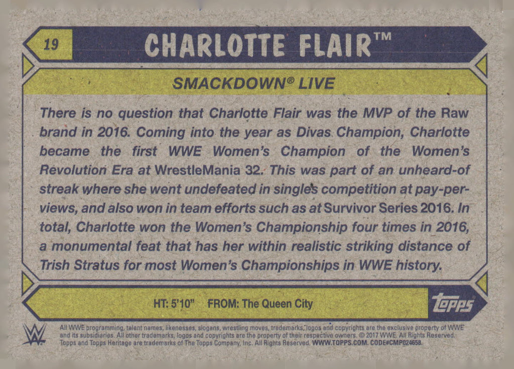 2017 Topps WWE Heritage #19 Charlotte Flair