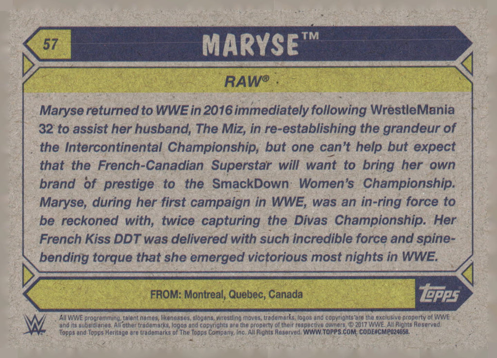2017 Topps WWE Heritage #57 Maryse