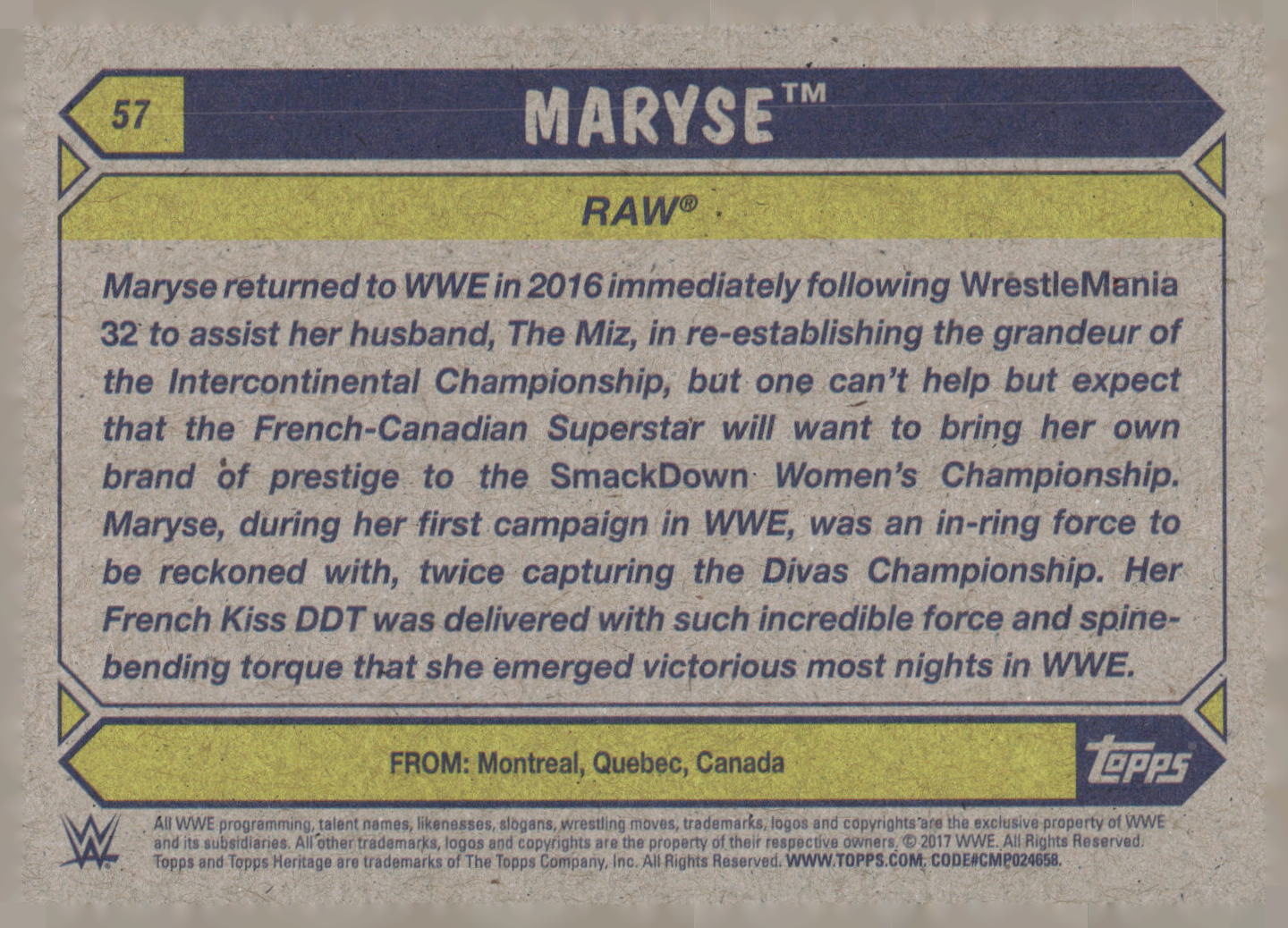 2017 Topps WWE Heritage #57 Maryse
