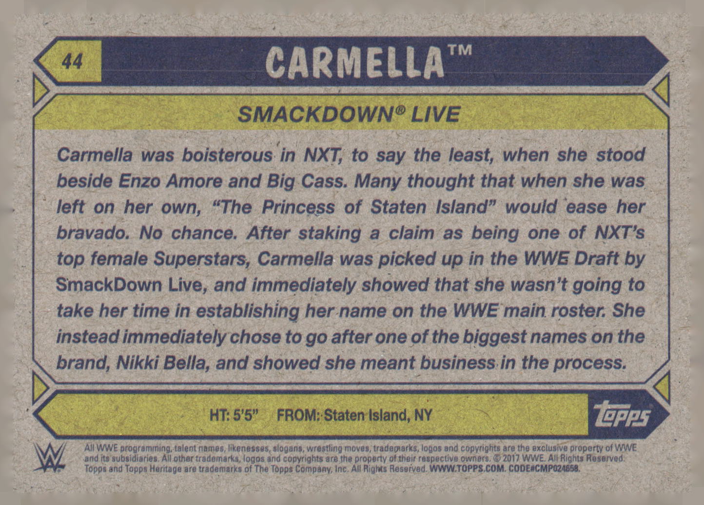2017 Topps WWE Heritage #44 Carmella