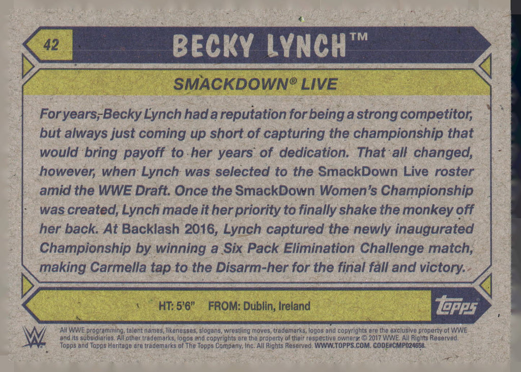 2017 Topps WWE Heritage #42 Becky Lynch