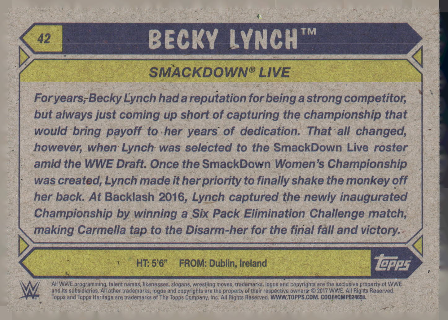2017 Topps WWE Heritage #42 Becky Lynch