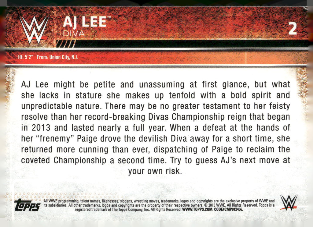 2015 Topps WWE #2 AJ Lee