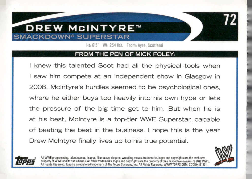 2012 Topps WWE #72 Drew McIntyre