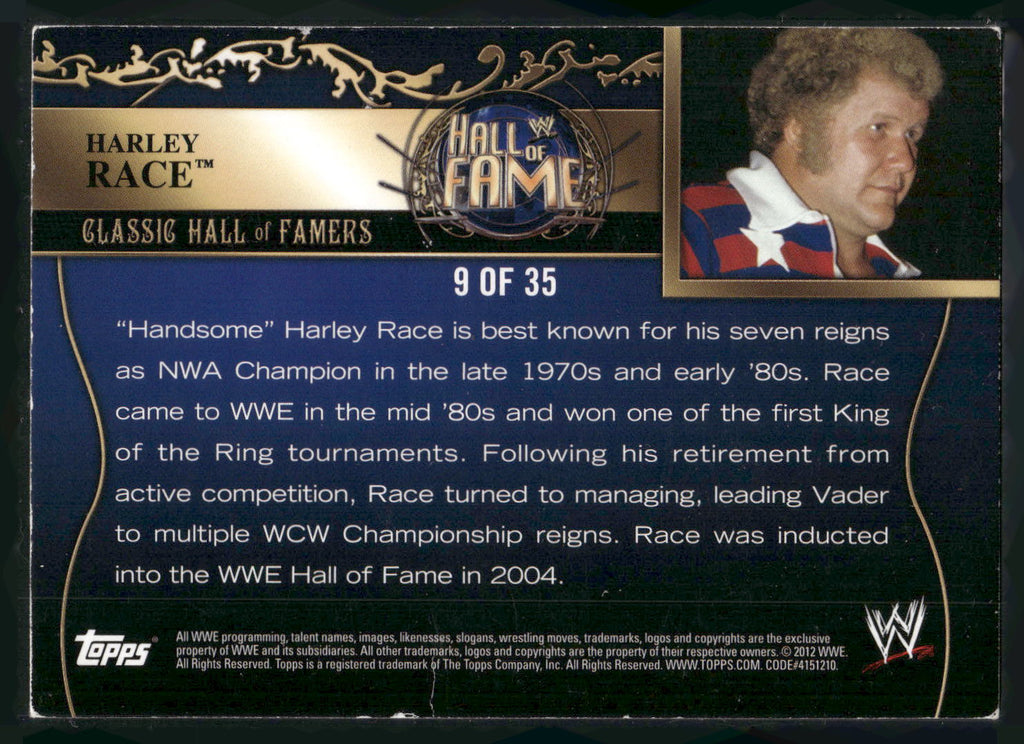 2012 Topps WWE #9 Harley Race Classic Hall of Famers